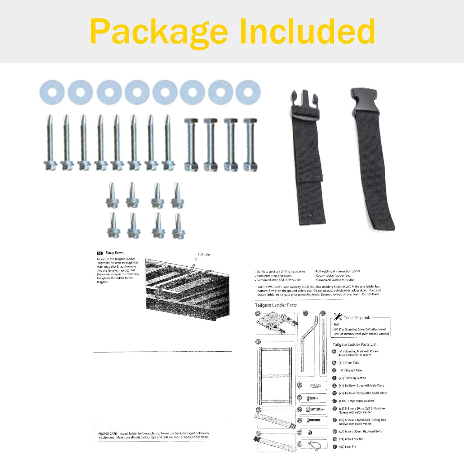 🔥 Cashback up to 70% Wocch Universal Tailgate Ladder for Pickup Truck Accessories Upgrade 5 Heights Extendable Tailgate Step with Stainless Steel Self Drilling Hex Screws