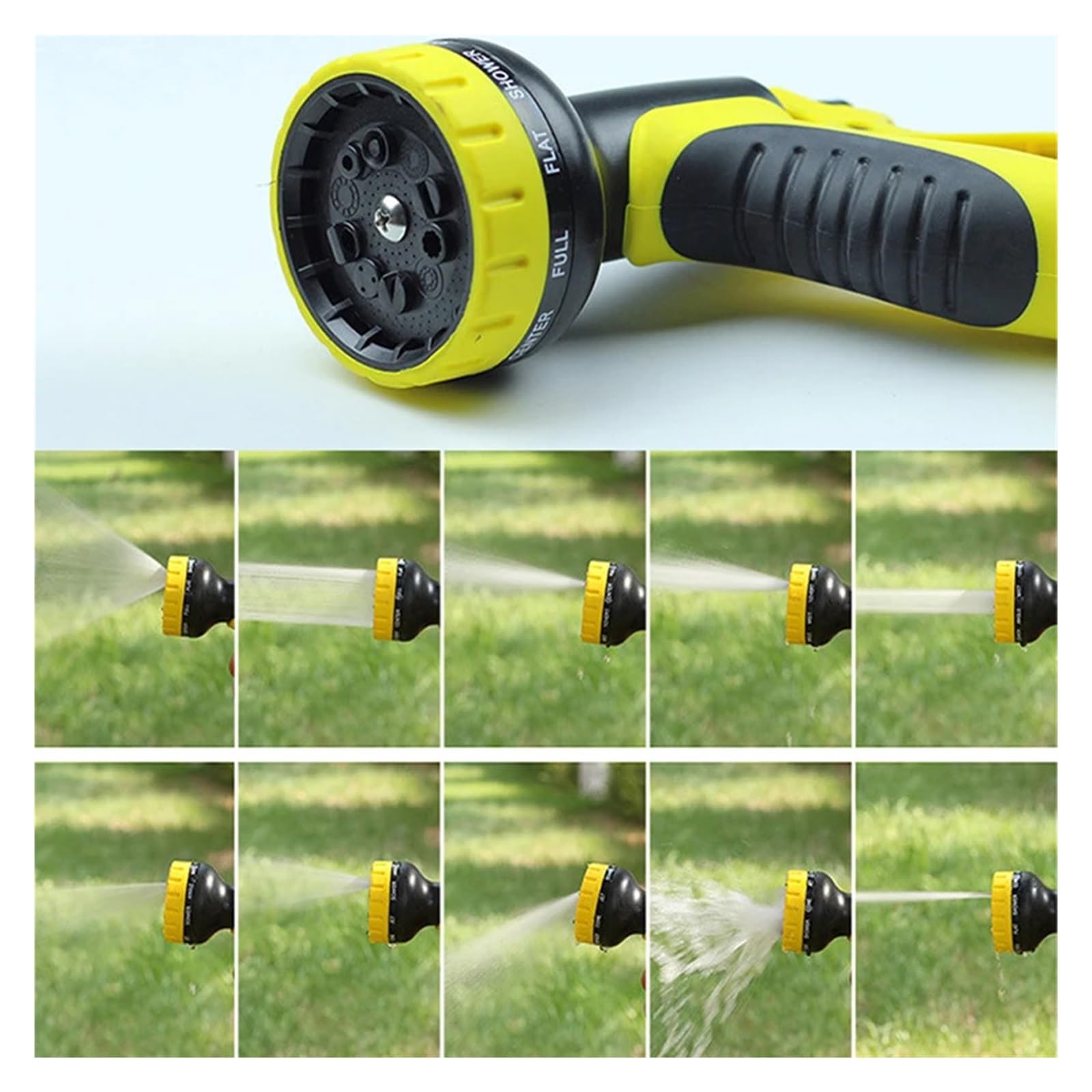 Pistolet d'arrosage avec embout multi-jets, Ensemble de buses tuyau d'eau jardin, 10 modèles pulvérisation, lavage voiture à haute pression, noir jaune(Water Set)