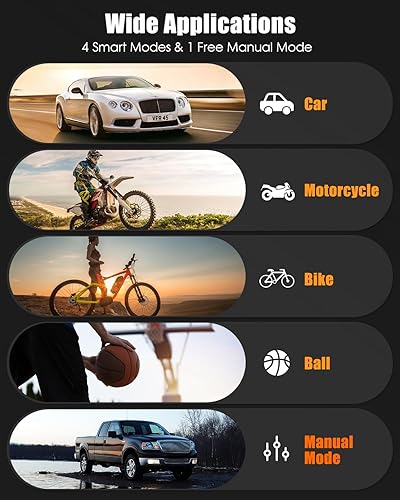 Miniatura 4 de AUTDER Inflador de neumáticos inalámbrico, compresor de aire portátil de 180 PSI con batería recargable de 21 V y adaptador de coche de 12 V CC,