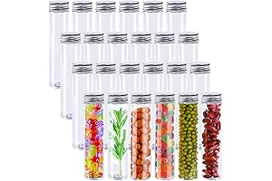 24 Pcs 50ml Flat-Bottomed Transparent Test Tube with Aluminum Screw Caps