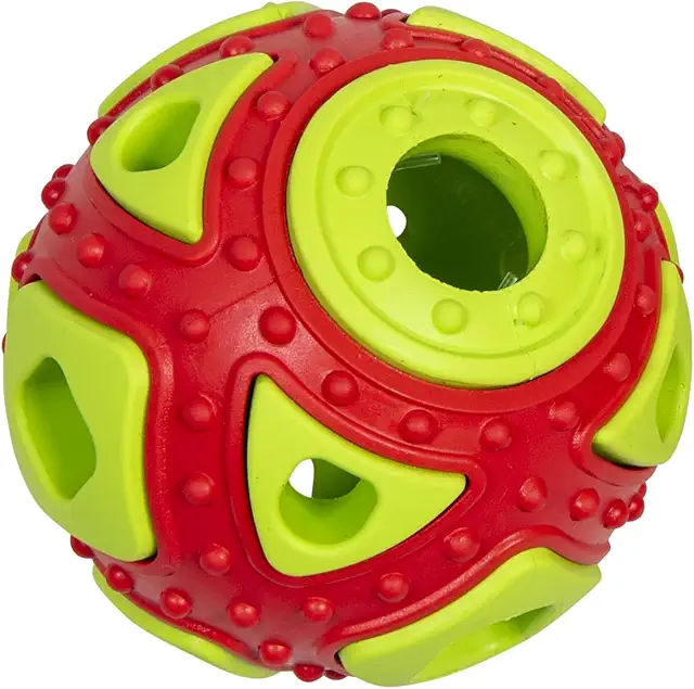 Balle à Friandises pour Chien Durable - Jouet Interactif Orange/Vert Ø6,4 cm