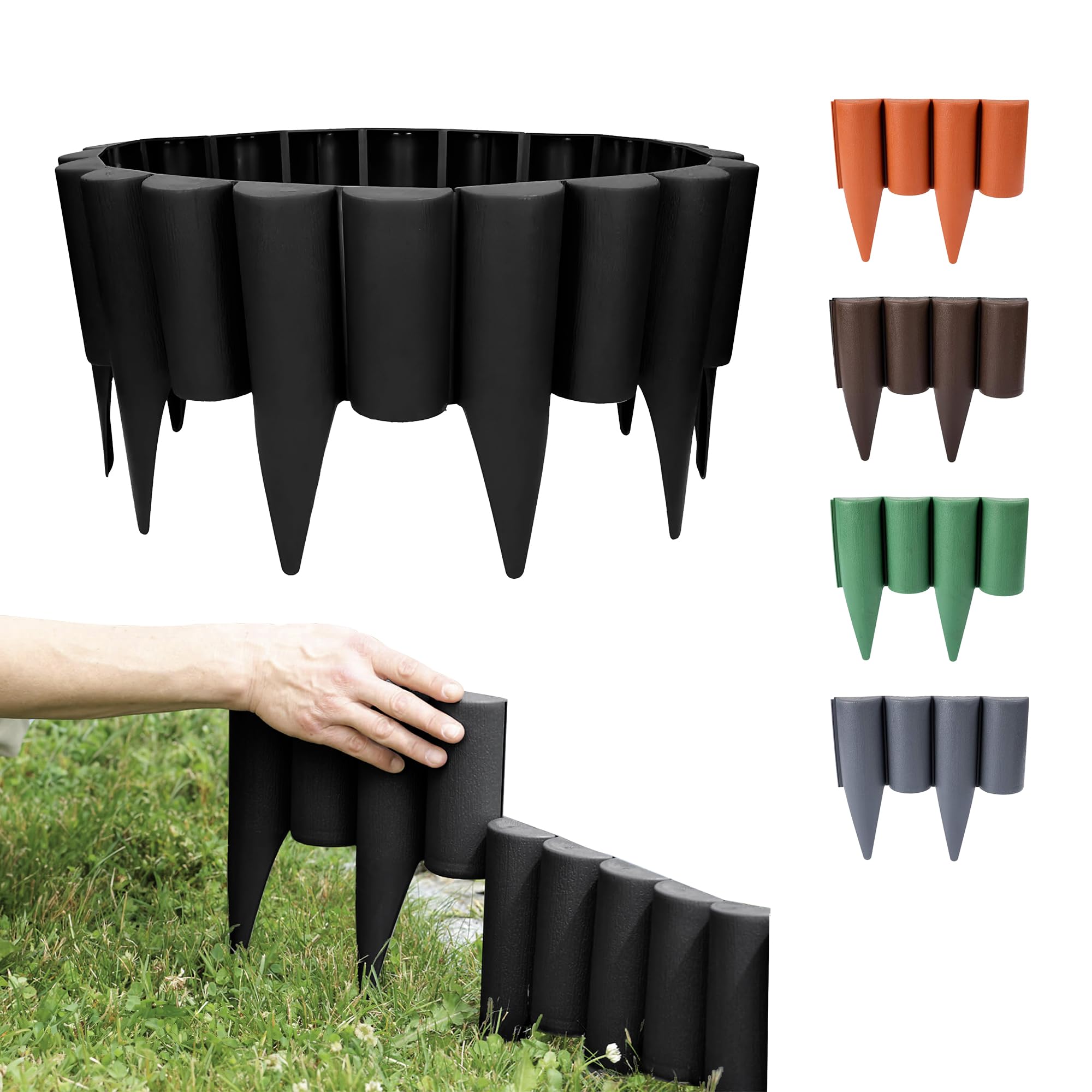 GARDENIX Brown Lawn Edging - 2.5m/8.2ft Flexible Garden Edging for Flower Beds, Lawn, Patio & Pavement - Easy Install border, No Digging, Weather-Resistant Plastic, Wood Effect Garden Fence — view 9