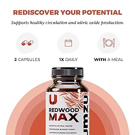 UMZU Redwood Max Nitric Oxide Booster, 1-Month Supply - Advanced Nitric Oxide Supplement with Fitnox Blend, Pine Bark, Resveratrol & Tart Cherry - Promotes Healthy Circulation, Energy and Recovery