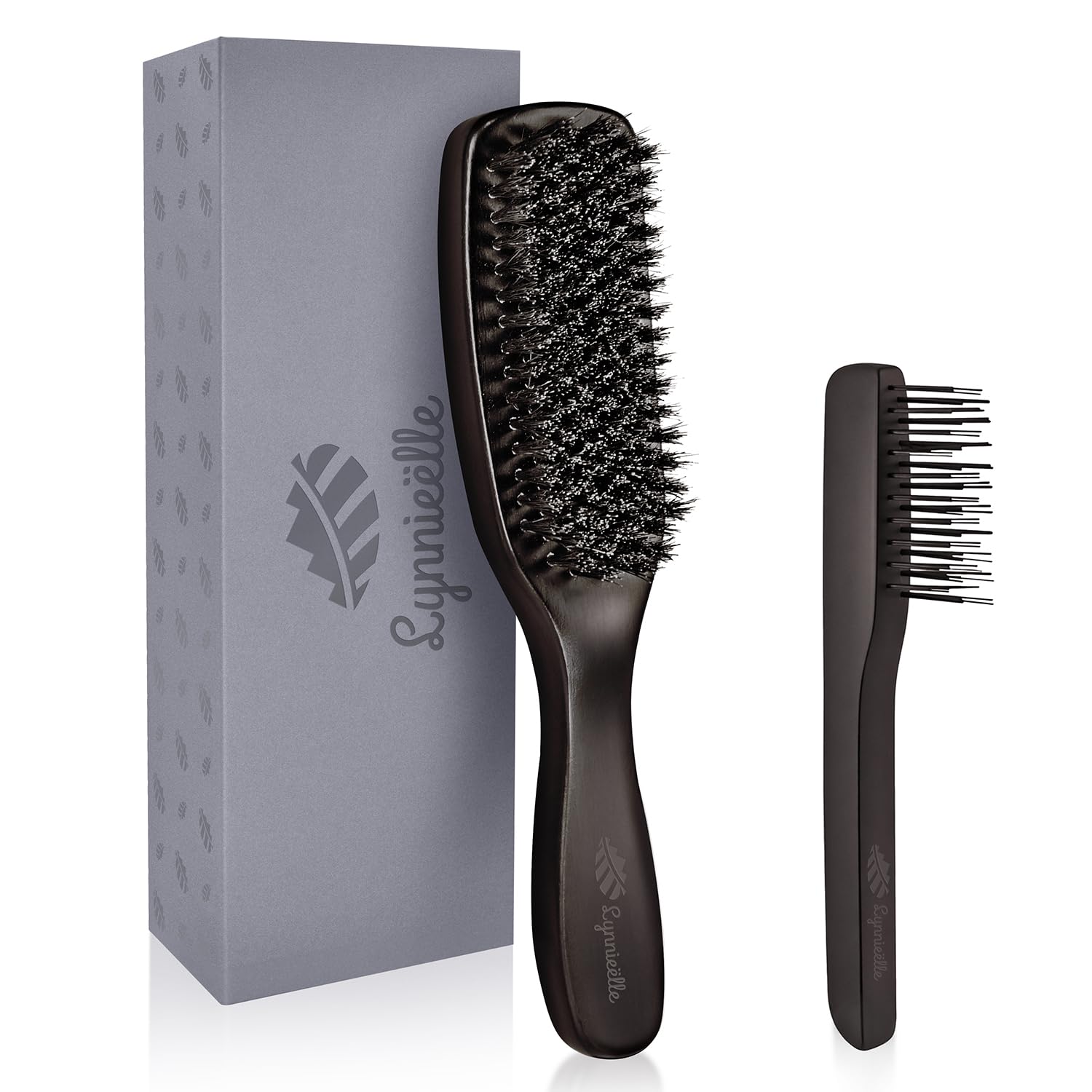 100% Boar Bristle Hair Brush for Fine & Thin Hair - Handmade Wooden Slick Back Brush for Men & Women, Adds Shine, Smoothness & Volume, Medium Soft Pure Bristle for Beard and Hair Care