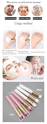 Miniatura 8 de AKOAK 3 piezas de mango de madera suave cepillo de la nariz, cepillo de limpieza de poros para la nariz, cepillo de maquillaje, cepillo de