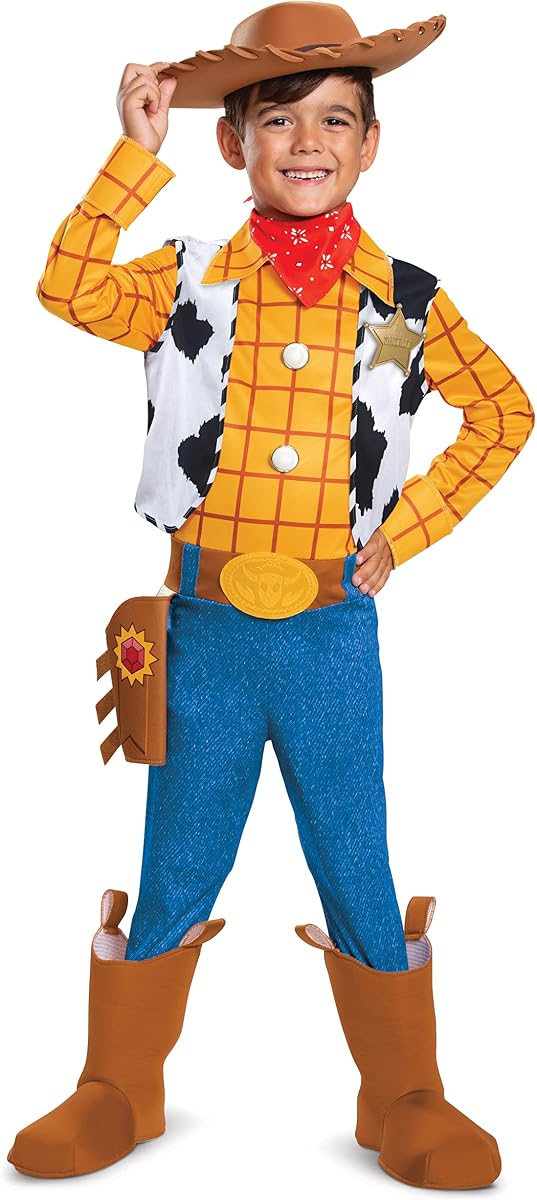 Disfraz de Woody, disfraz oficial de Disney Pixar Toy Story 4 Deluxe para niño