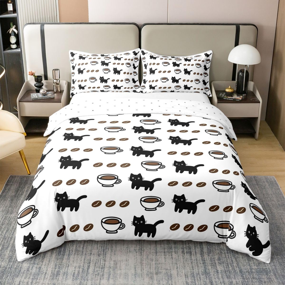 Parure de lit chat mignon en coton pour une chambre d'enfant ou d'adulte cocooning