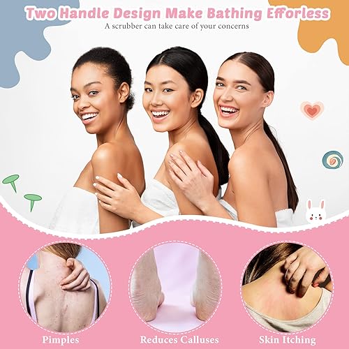 Miniatura 5 de Juego de 4 paños exfoliantes para la espalda, 2 toallas exfoliantes de nailon para la espalda, 2 pares de guantes de ducha para mujeres y hombres,