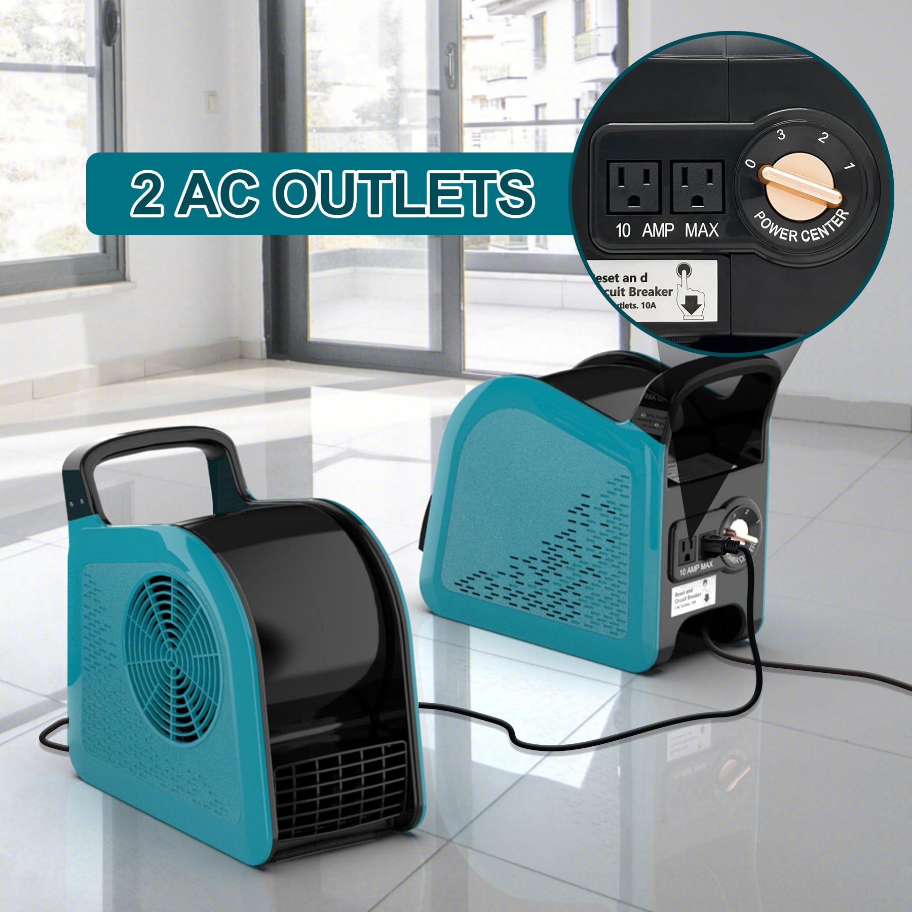 Ventilador de secado de suelo de alta velocidad para enfriar, ventilador de 355 CFM para el lugar de trabajo y el hogar, ventiladores industriales portátiles de 3 velocidades para garaje