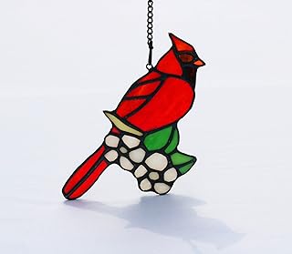 BOXCASA Cardinal Bird Gifts Stained Glass Window Hanging,Red Birds Cardinals Decor Suncatcher for Window,Cardinal Memorial Gift for Loss of Loved One,Cardinals Gifts for Women Mom Grandma Nana