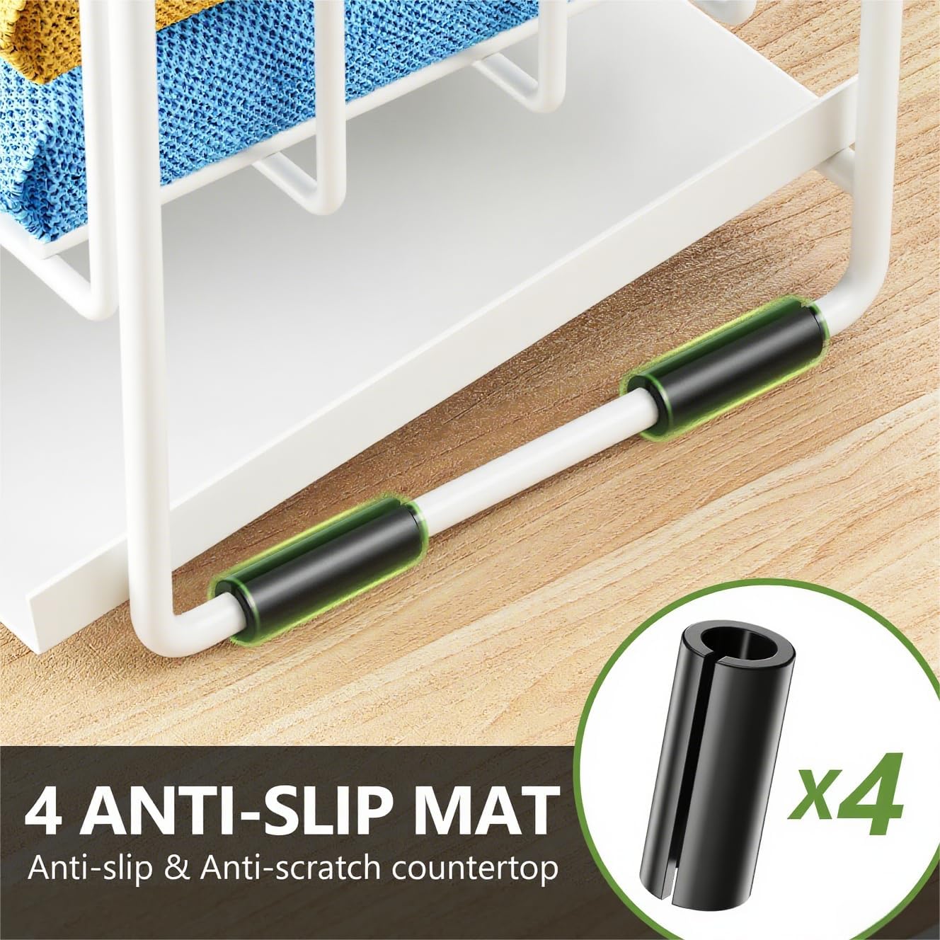 Cisily White 2-Tier Kitchen Sink Caddy Organzier Rack with Flexible Dish Brush Holder, Sponge Holder for Kitchen Sink Countertop Organization Storage,Home Decor Accessories image 5