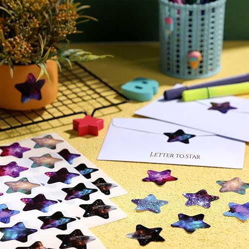 Miniatura 4 de Zonon 800 calcomanías de estrella grandes de 1.6 pulgadas a granel para recompensa (16 diseños), calcomanías de estrella con purpurina de colores