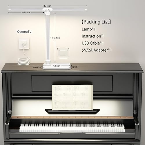 Miniatura 6 de EMOBACO Lámpara de escritorio con puerto de carga USB, lámparas de escritorio LED para oficina en casa, luz de escritorio de 10 niveles de brillo, 5