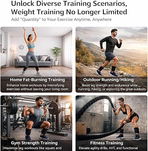 Miniatura 5 de Bandas de tobillo con peso, correa de pierna con peso ajustable, banda de tobillo profesional para fitness, caminar, trotar, ejercicio, pesas de