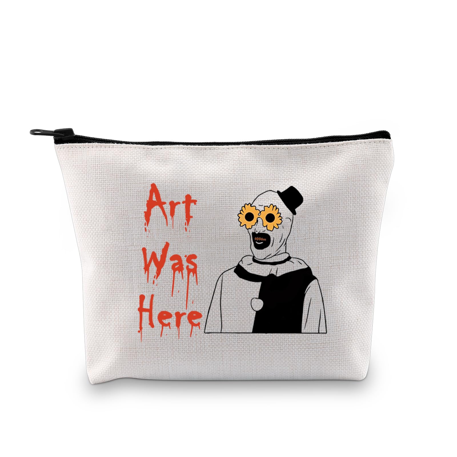 Horror Movie Lover Gift Funny Clown Cosmetic Bag with Zipper Art was Here Halloween Themed Gift Pennywise Pouch Bag