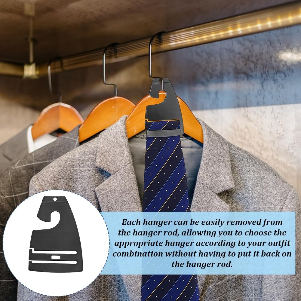 AHANDMAKER 50Pcs Black Tie Hanger, Necktie Holder Organizer for Retail Display Closet Storage Space Saving Plastic Neck Tie Hook Hangers for Men Women Ties Belts Scarves, 2.8x1.9 Inches