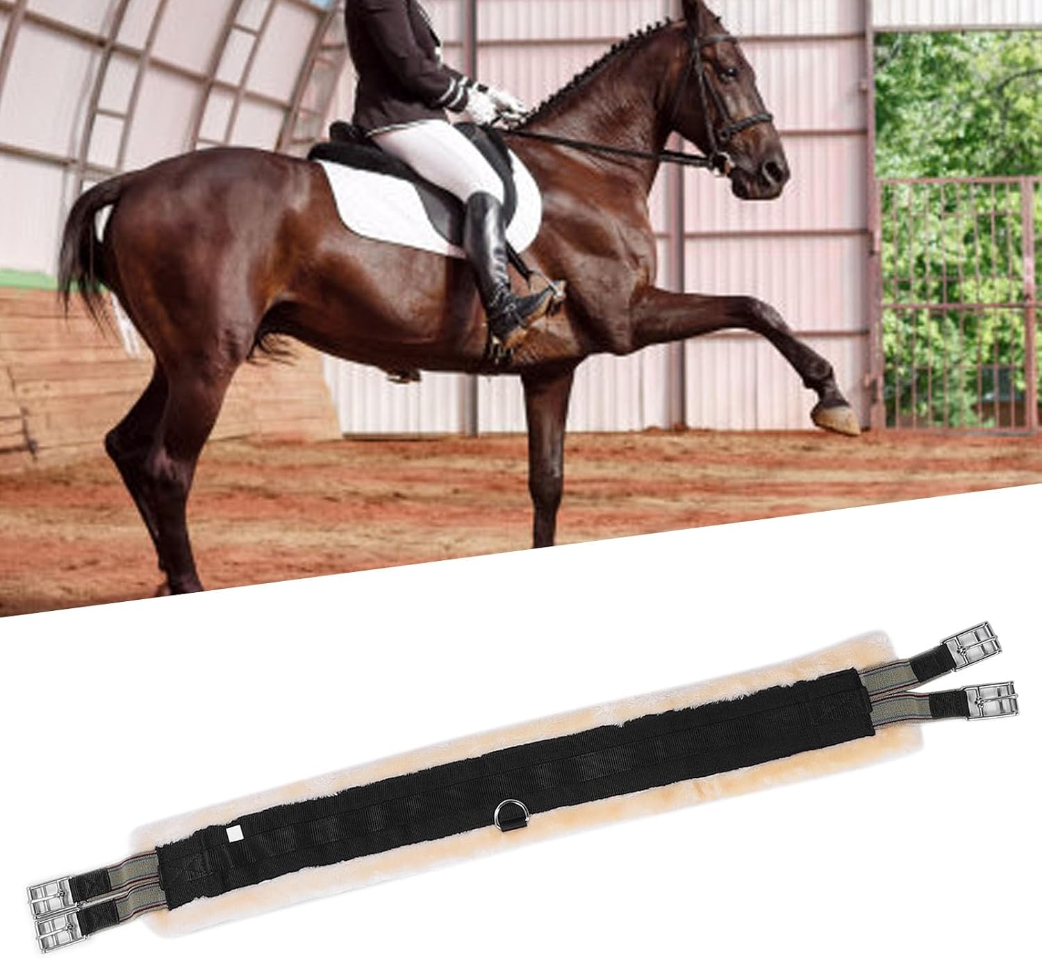 CCYLEZ Horses Saddle Girths, Stainless Steel Buckle English Saddle Girths Prevents Friction for Daily Riding Training