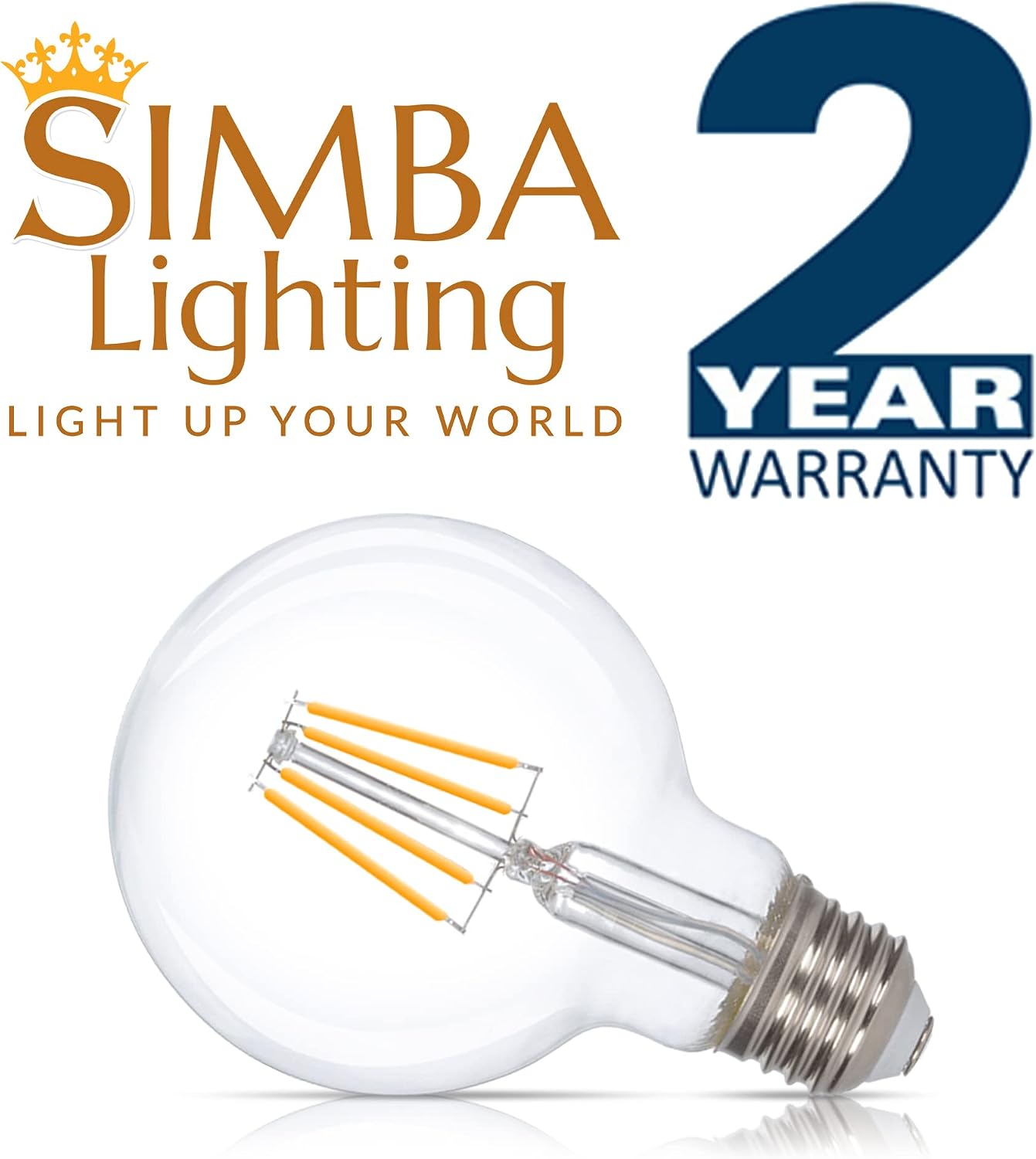 Simba Lighting LED Edison Vintage Vanity Globe Filament G25 (G80) 6W Dimmable 60W Equivalent (3 Pack) 120V Light Bulb for Bathroom Makeup Mirror, Medium E26 Base, CE, RoHS Compliant, Warm White 2700K