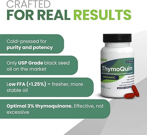 Miniatura 3 de ThymoQuin Cápsulas de aceite de semilla negra prensado en frío orgánico para la piel, las articulaciones, la salud metabólica e inmune  Nigella