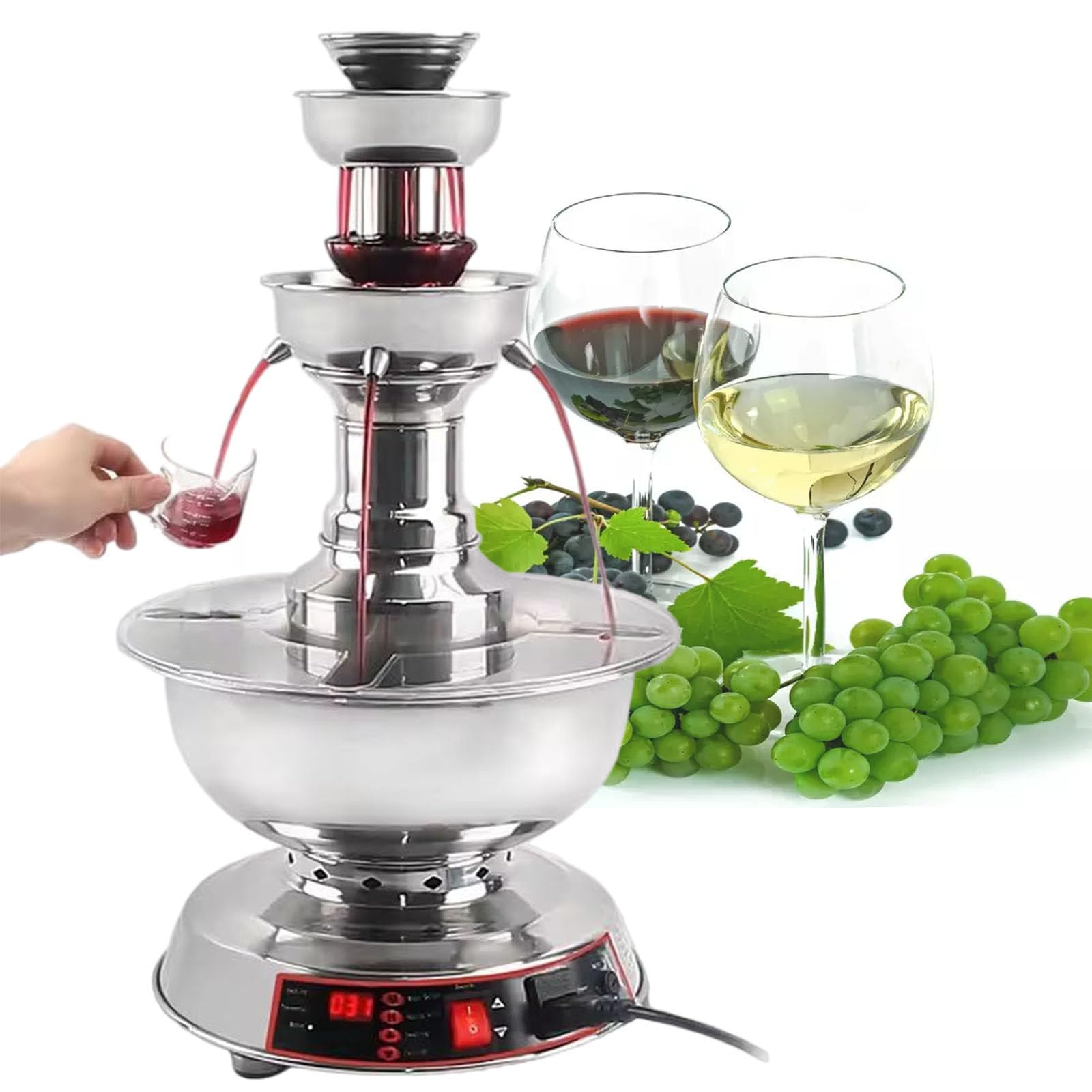 ASerZenith Wine Fountain Machine, Wine Dispenser, 3.5L Electric Champagne Fountain, 0~100℃ Temperature Adjustment, Suitable For Bars, Parties