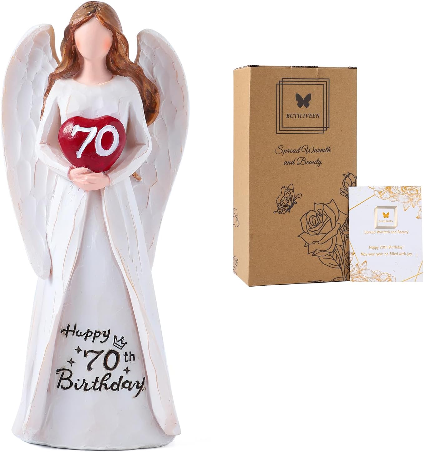 BUTILIVEEN 70th Birthday Gifts for Women-70th Birthday Angel Figurines Decorations - Image 2