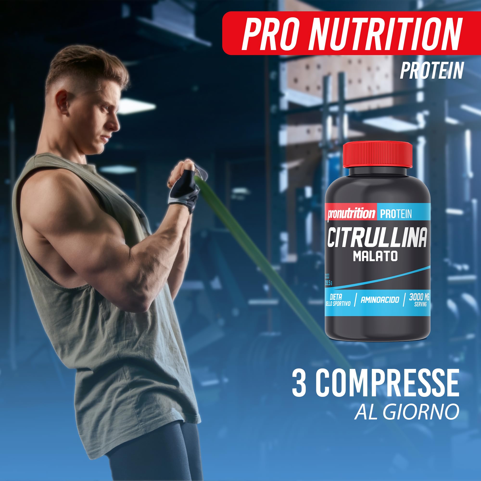 PRO NUTRITION Citrullina Malato 90 cpr 1000 mg, Integratore Alimentare Supporto nell’Allenamento, Eliminazione delle Scorie, Attività Fisica Intensa - Calcio Fosfato, Magnesio Stearato