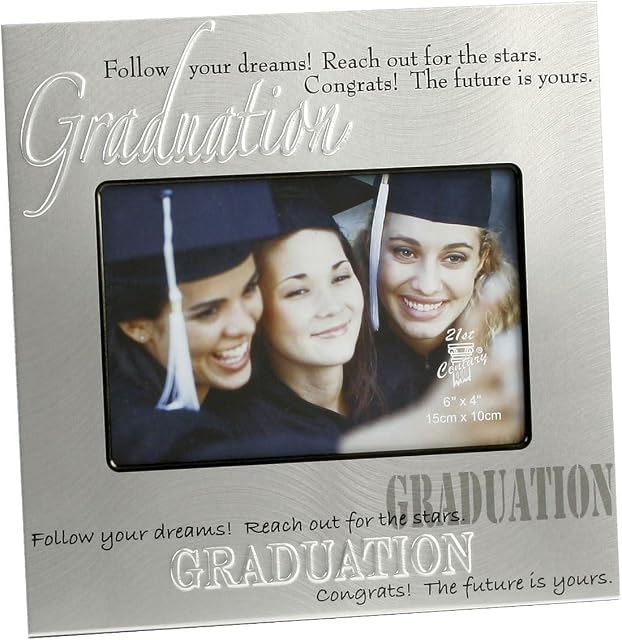 Silver Follow Your Dreams Graduation Photo Frame With Verse 8" x 8" FA314
