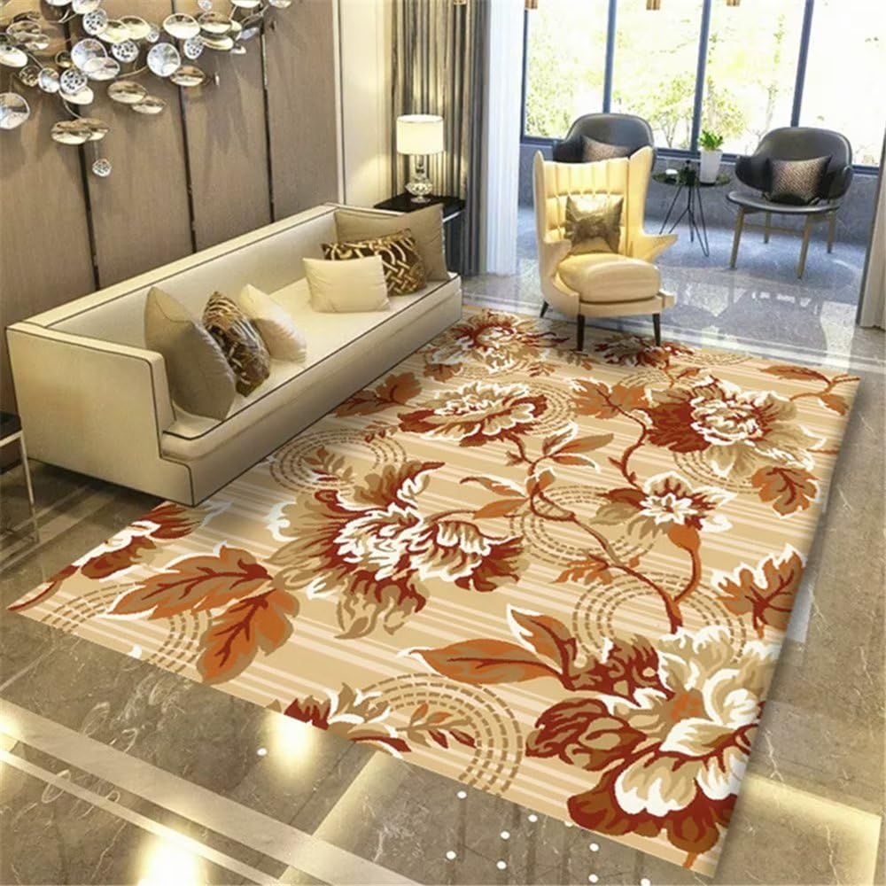 Tapis rectangulaire brun anti-poussière 100x160cm pour sol froid