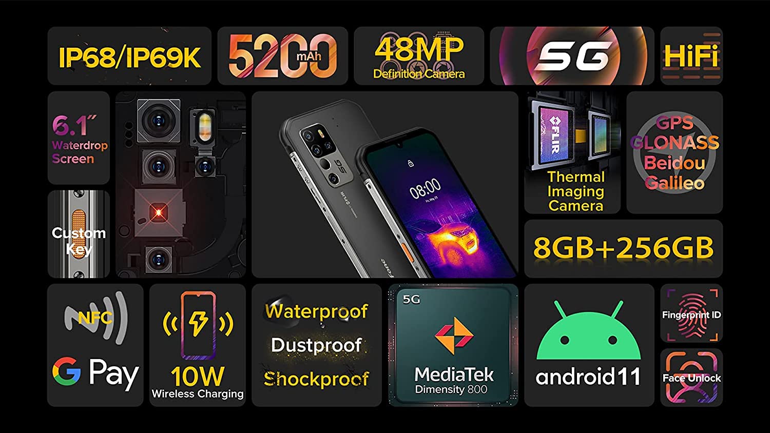 Amazon.co.jp: Ulefone Armor 11T 5G頑丈な携帯電話赤外線カメラ