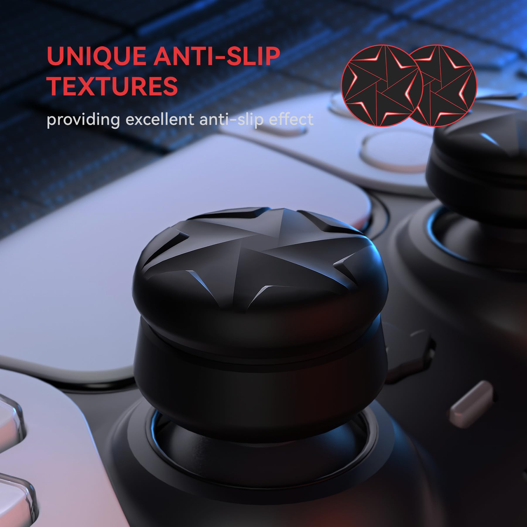 PlayVital Razor 3 Pary Thumbs Cushion Caps Uchwyty Osłony Joysticka do ps5 Nakładki na Kciuki do ps4, do Xbox Series X/S, do Xbox Core/Xbox One/Elite Series 2,do Switch Pro Kontroler-Czarny