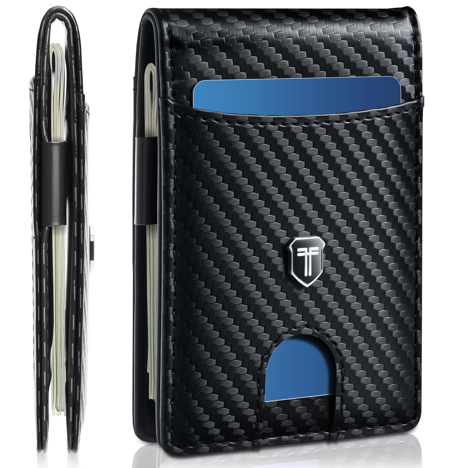 Gostwo Slim Wallet for Men, Minimalist Money Clip Card Wallet, RFID Blocking Bifold Mens Wallet, Front Pocket Credit Card Holder with ID Window, Gifts