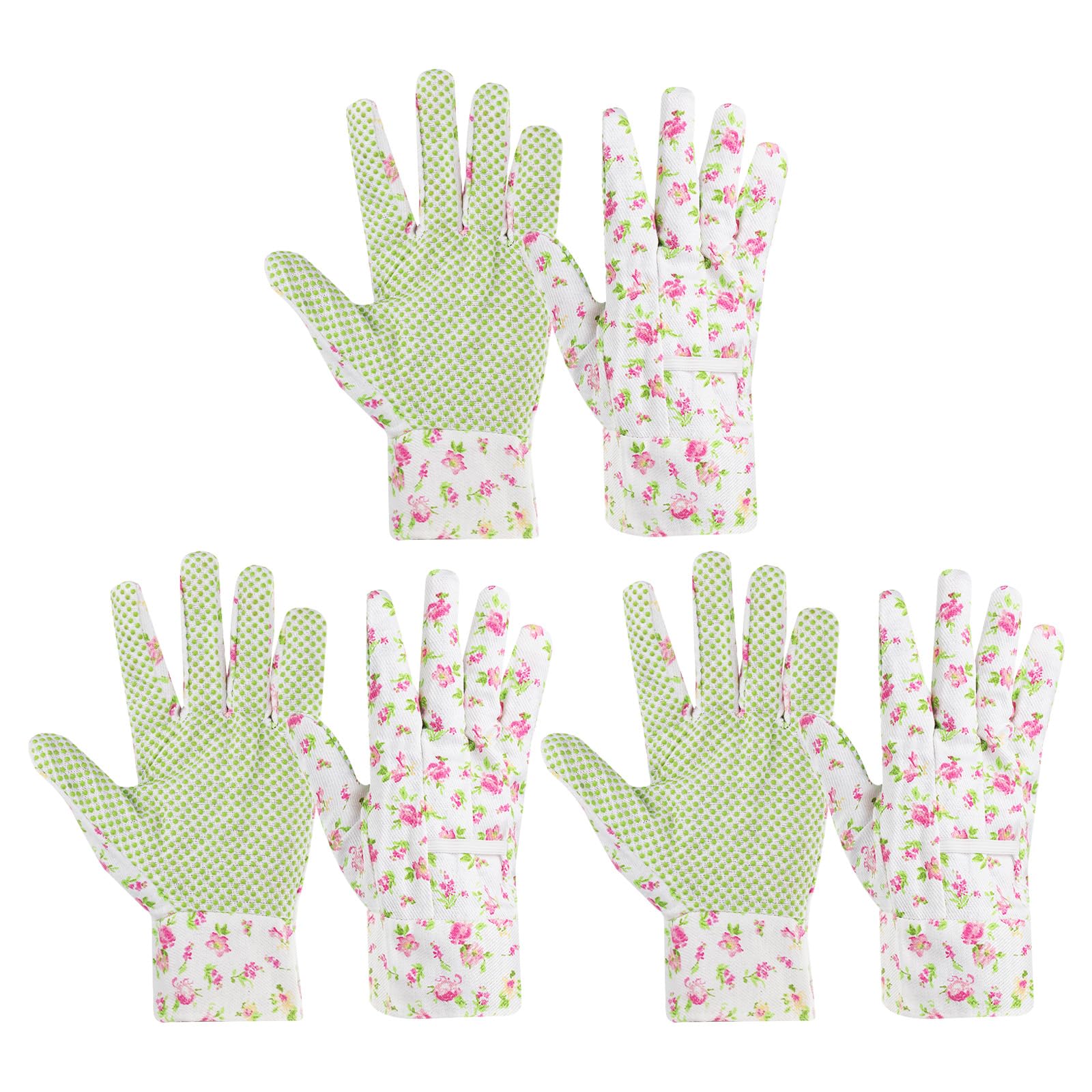 PATIKIL Floral Gardening Gloves for Women 3 Pair Non-Slip Grip Garden Glove Women Working Yard Gloves for Yard Cleaning Gardening