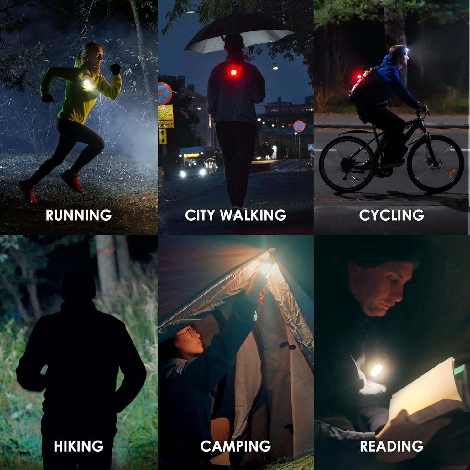 Light01 MEOLINQ 500 Lumen Light for Running, Dogs, Walking - Wearable Flashlight, Bike Tail Lights, Hiking, Camping - Attaches to Any Fabric, Clipless & Waterproof, for Riders & Outdoors