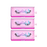 Vista 8 de Pestañas de visón de 0.630 in, 3 pares de pestañas cortas de visón real, aspecto natural, pestañas postizas 100% hechas a mano, aspecto de ojos