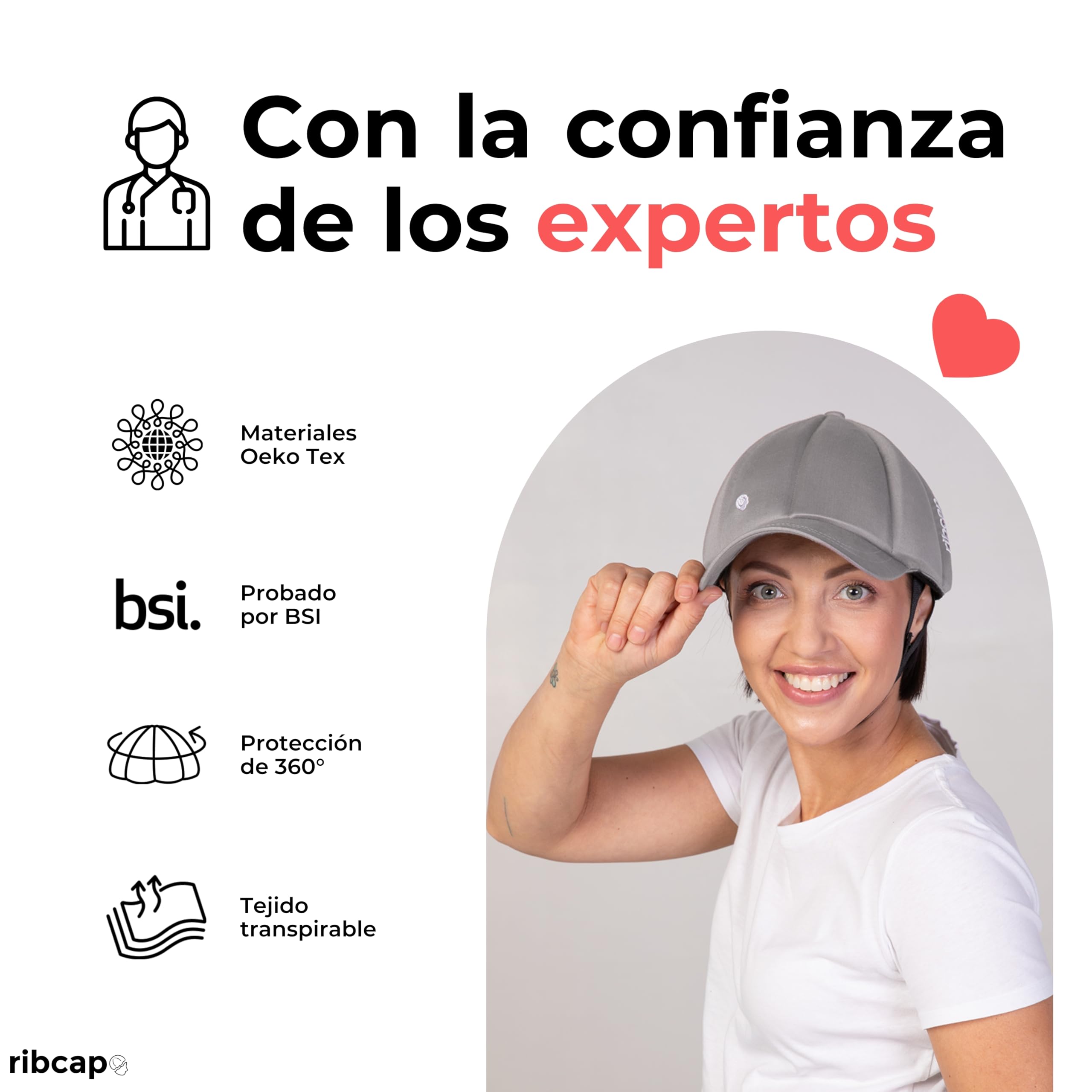 Ribcap Gorra de béisbol Platino | Casco Protector Blando para Epilepsia