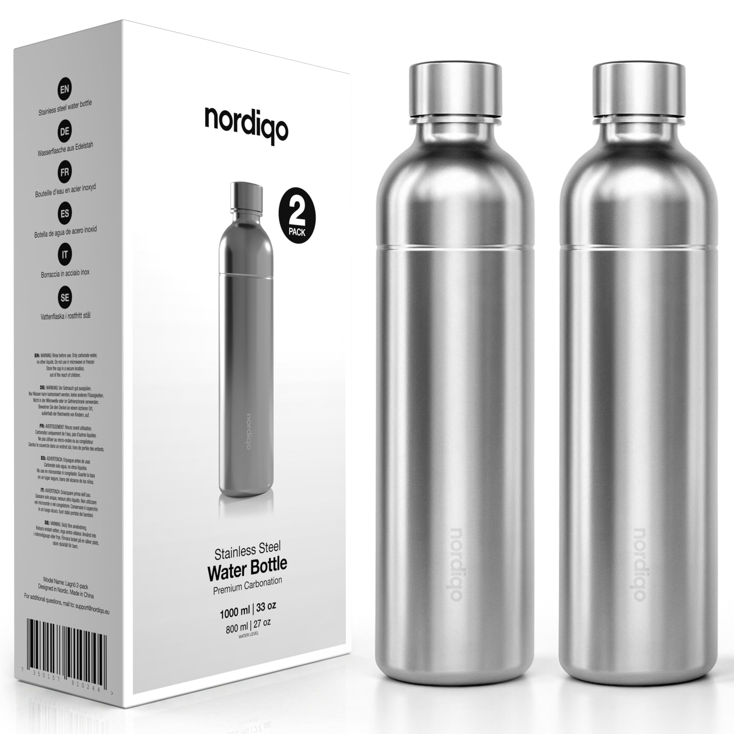 Photo 1 of Nordiqo Steel Bottle 33 oz for Aarke 3, SodaStream Art, Duo, Terra & More.