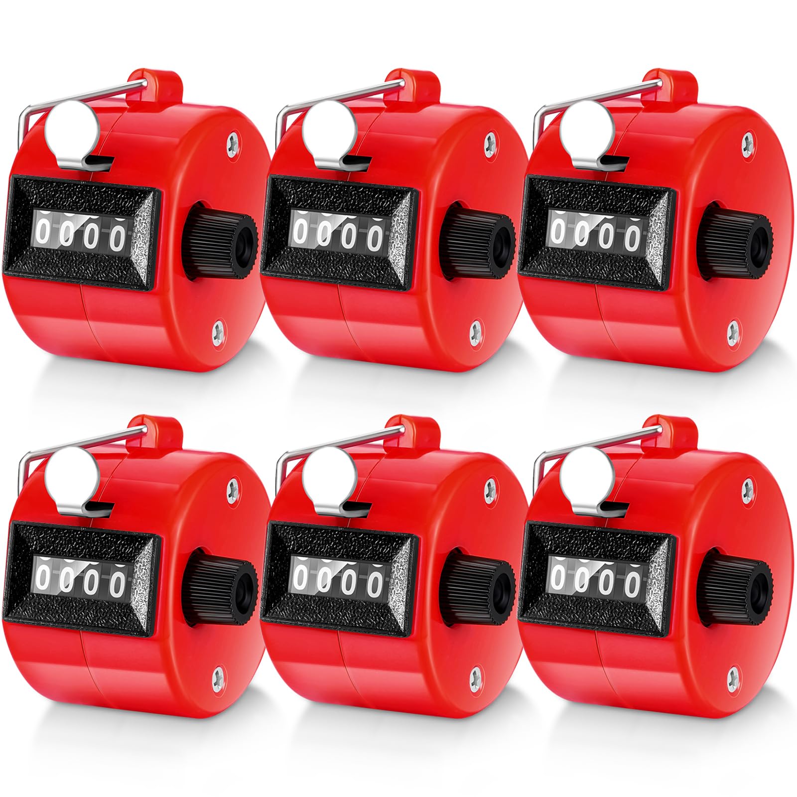 TOODOO 6 Pack Hand Tally Counter 4 Digit Mechanical Palm Clicker Plastic Hand Held Counter Clicker with Metal Finger Ring for School Golf Sports