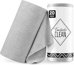 Fantasticlean Microfiber Cleaning Cloth Roll -20 Pack, Tear Away Microfiber Towels, 12" x 12", Reusable, Washable, Scratch Free, Ultra Absorbent Dishcloth for Car, Home Supplies, Pet, Kitchen (Grey)