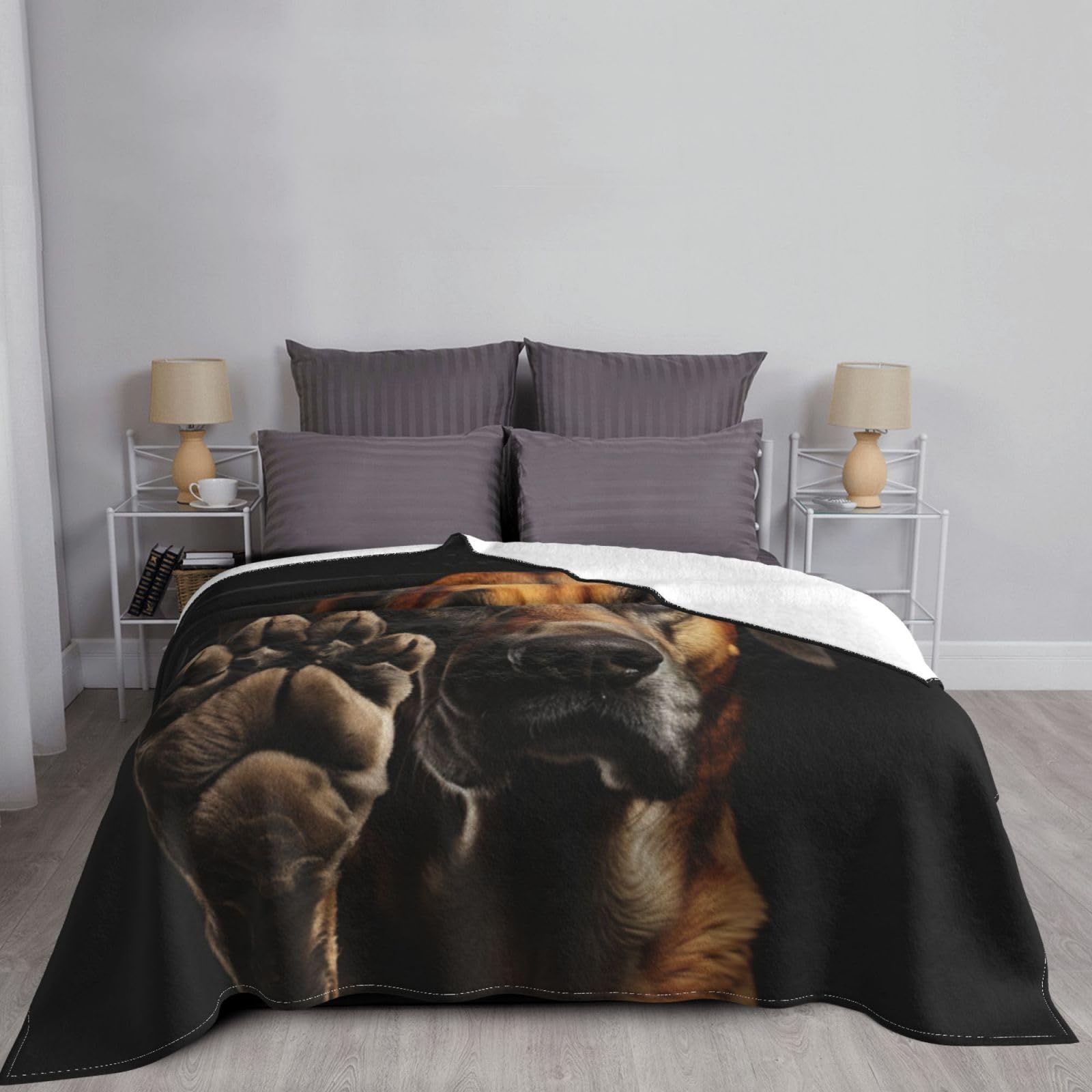 Coperta decorativa in morbida flanella calda e accogliente per bambini, cane, gatto, 127 x 152 cm, stampa di zampe di cane e animali domestici