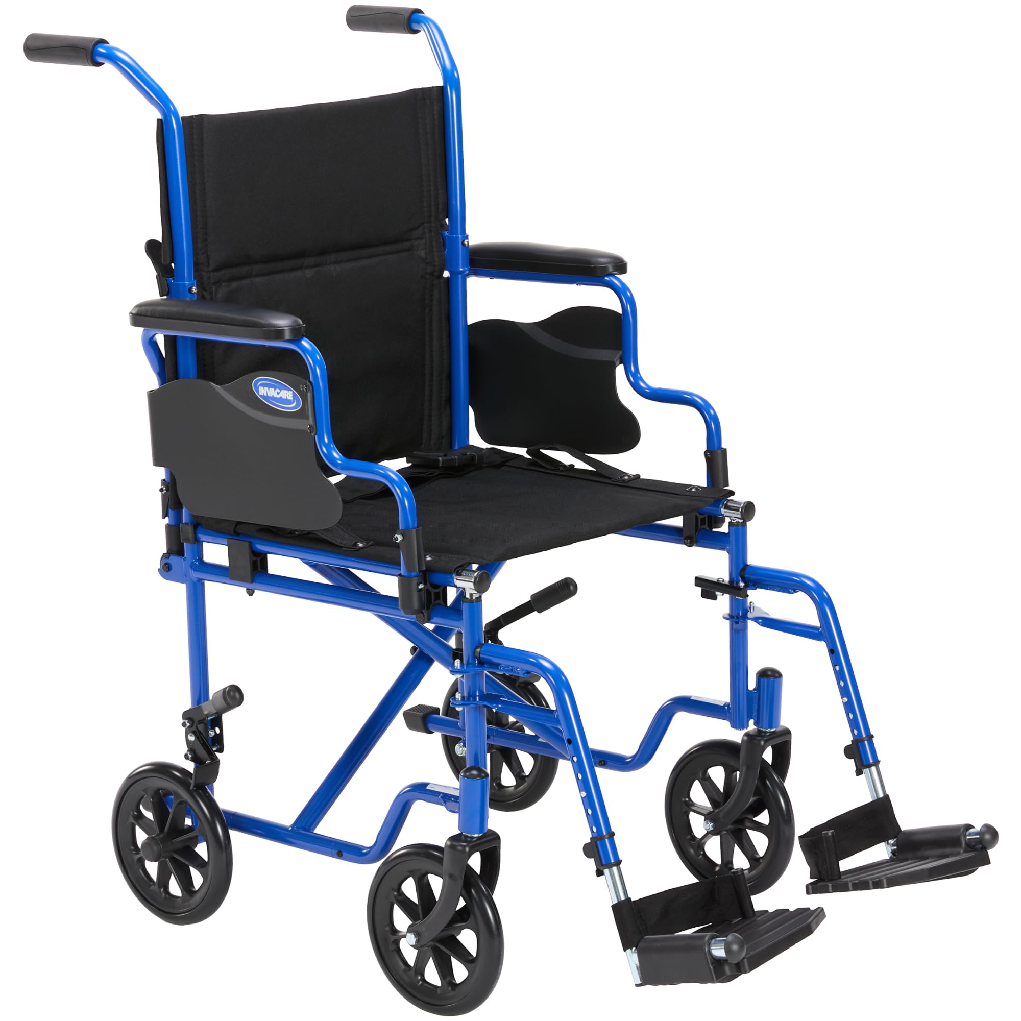 Photo 1 of Invacare Transport Wheelchair for Adults, Compact Lightweight Wheel Chair with Foldable Backrest, Flip-Back & Removable Desk-Length Arms, 19" Seat, Swing-Away Footrests, Portable Travel Transfer Chair