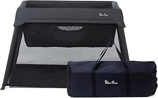 Silver Cross Sleep & Go 3 in 1 Travel Crib - Converts Newborn Bassinet, Crib to Playard - Portable, Lightweight, Easy to Pack with Comfortable Mattress for Infants to Toddlers - Carbon (Sustainable)