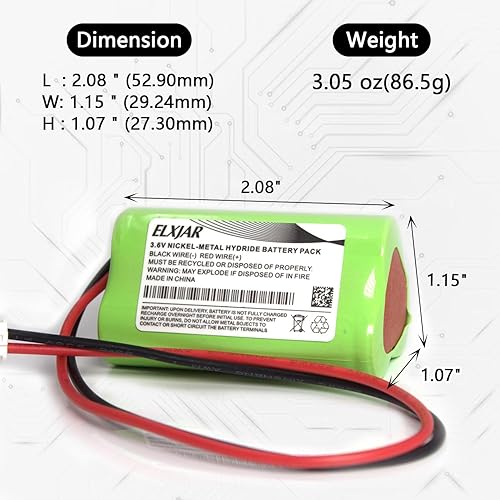 Miniatura 3 de Paquete de 2 baterías de repuesto para linterna Craftsman 73904, luz de salida de emergencia Unitech AA1800mAh OSI OSA-343 KTK KIK AA1400mAh (2
