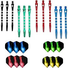 12 Sets Dart Stems,Assorted Dart Stems Darts Accessories Kit,Dart Stems and Flights,Medium Dart Shafts,Universal Metal Dart Flights and Stems,Thread Throwing Fitting Shatter-Resistant 4 Colors