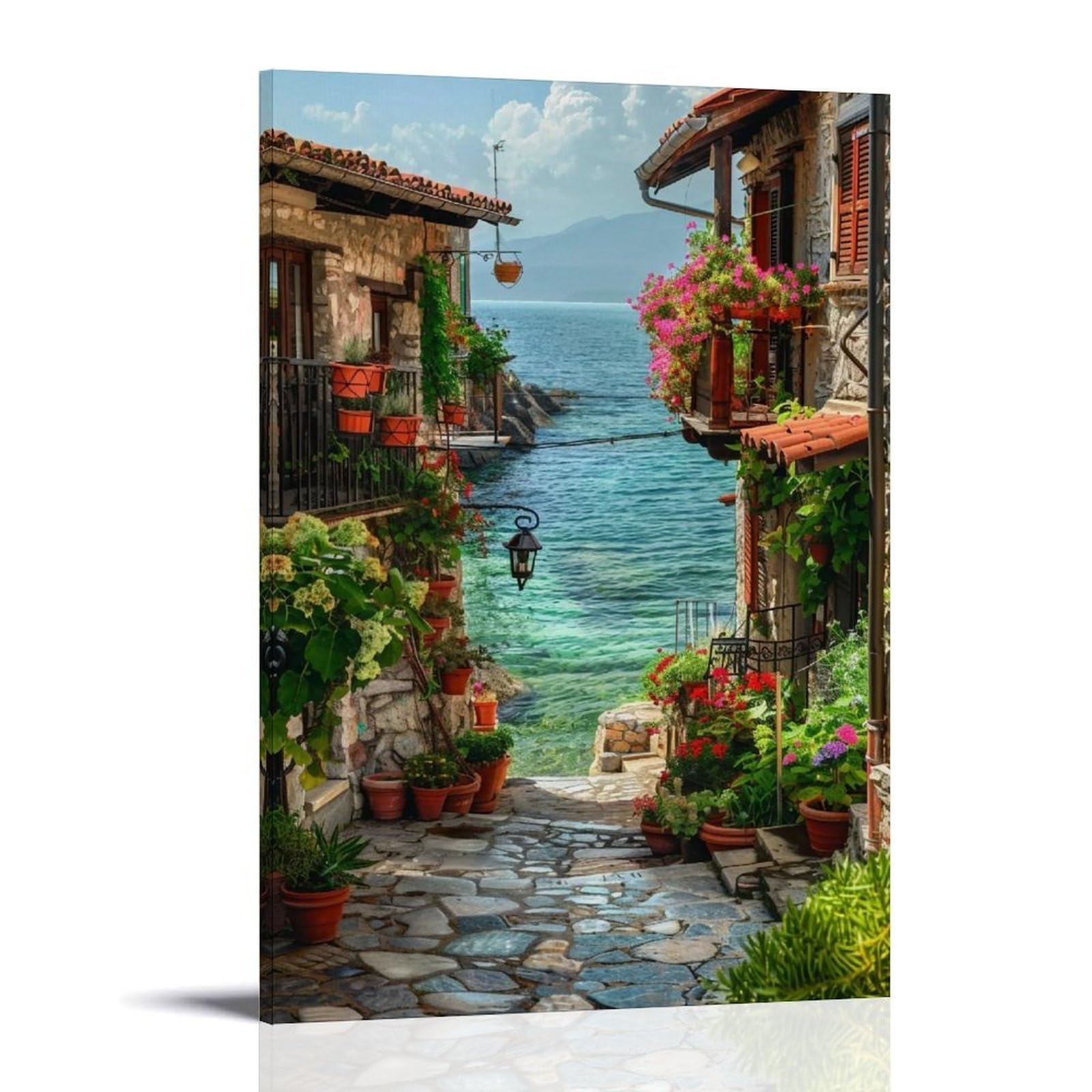 HUERYRYHY Waterfront Blooms 03 Poster Wall Art Canvas Vintage Aesthetic Painting Decor for Rooms 16x24inch Frame-style