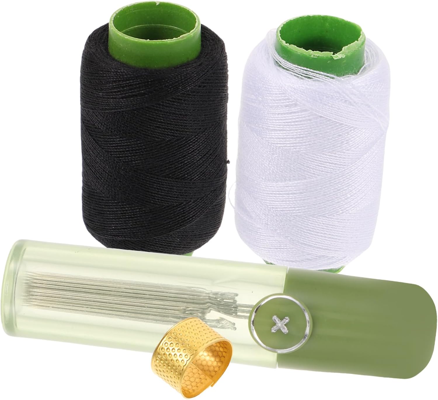 PHENOFICE Convenient Household Sewing Needles Set Multi-Functional Yarn Darning Needles for Daily Use Includes Threaders and Black White Threads for Sweaters Scarves and More
