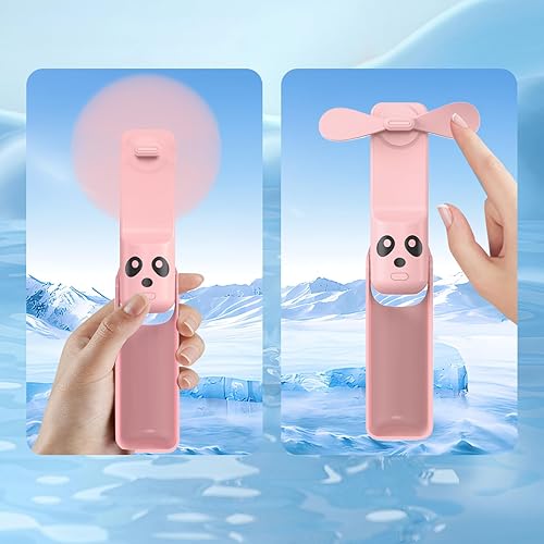 Miniatura 2 de Mini ventilador de mano recargable, ventiladores de bolsillo portátiles 3 en 1 con batería y linterna integradas, ventilador de refrigeración