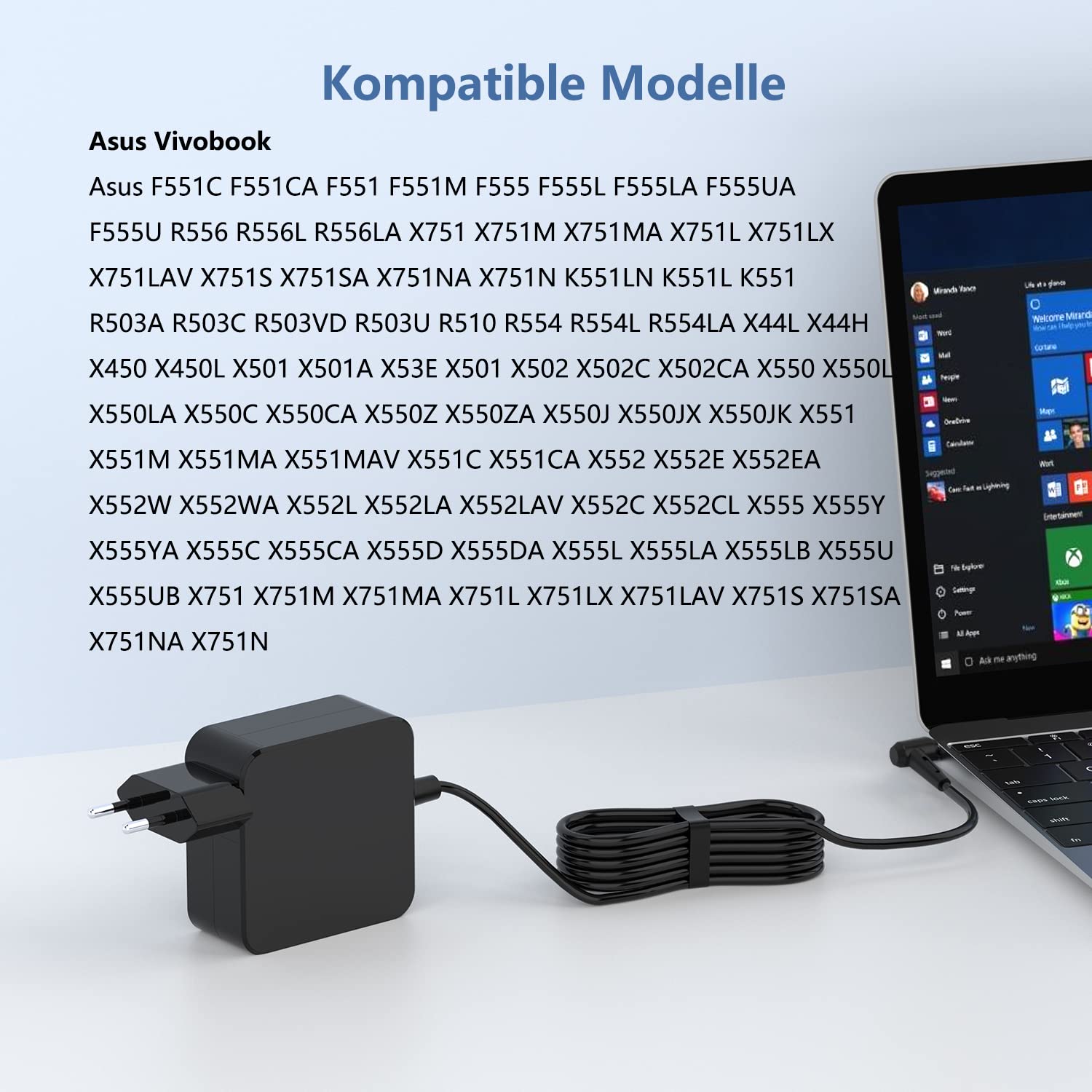 Asus R556 R556L R556L R556LA X751 X751M X751L X751L X751LX X751LAV X751S X751S X751N F555 F555L F555UA F551C F551C F551 X551M AC X551C Şarj Adaptörü