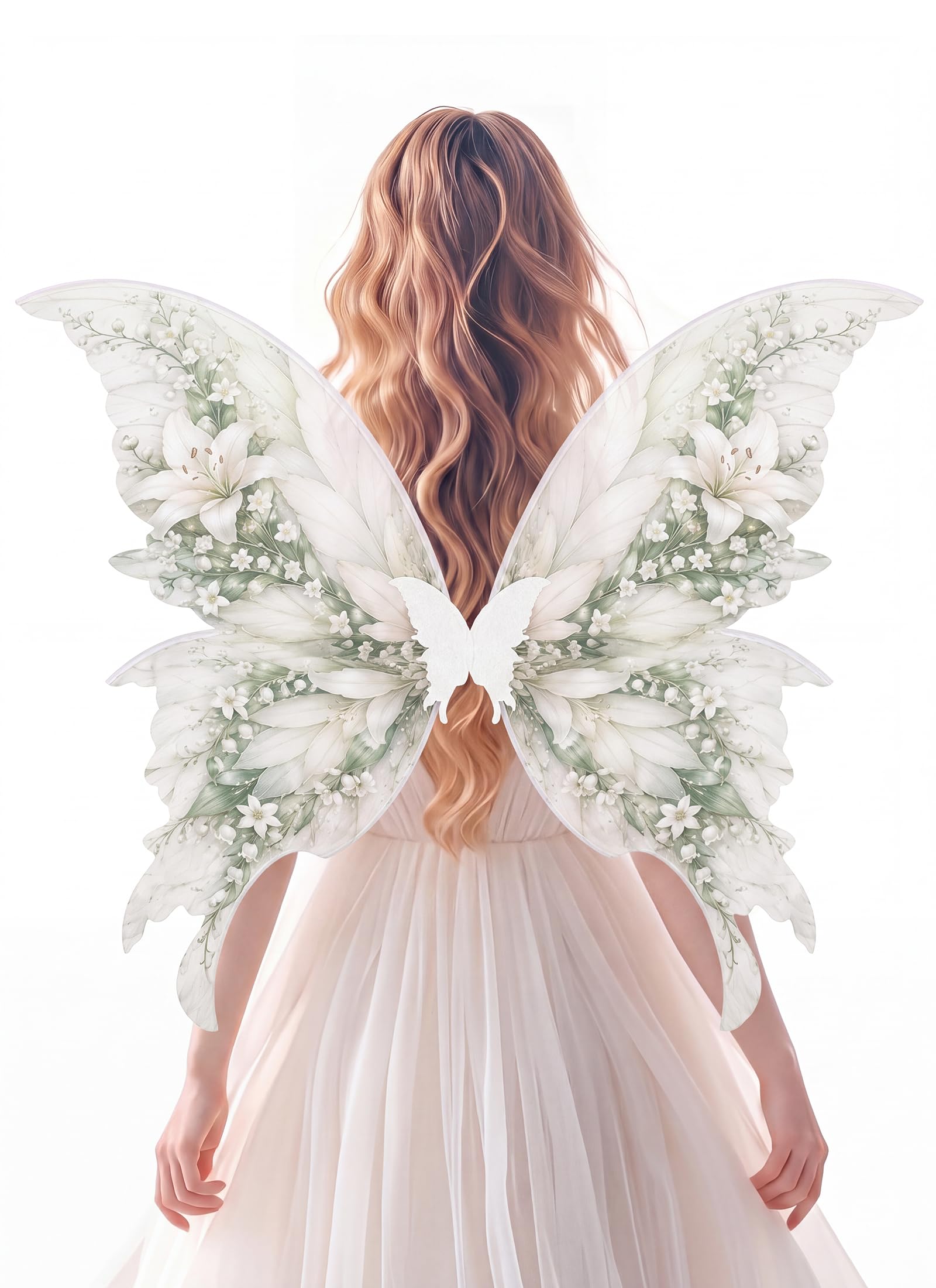ETOFETE Floral Fairy Wings Adult White Butterfly Wings Costume Fancy Dress — image 1