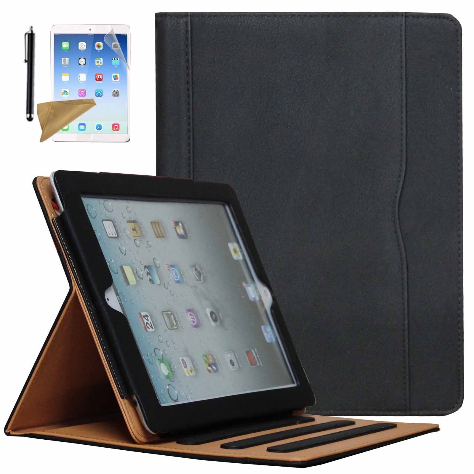 Case for iPad 9.7 2018 2017 / iPad Air 2 / iPad Air, Multi-Angle Viewing Stand Folio Cover w/Pocket, Auto Wake/Sleep Fit Model A1954 A1893 A1823 A1822 A1566 A1567 A1474 A1475 A1476, Black