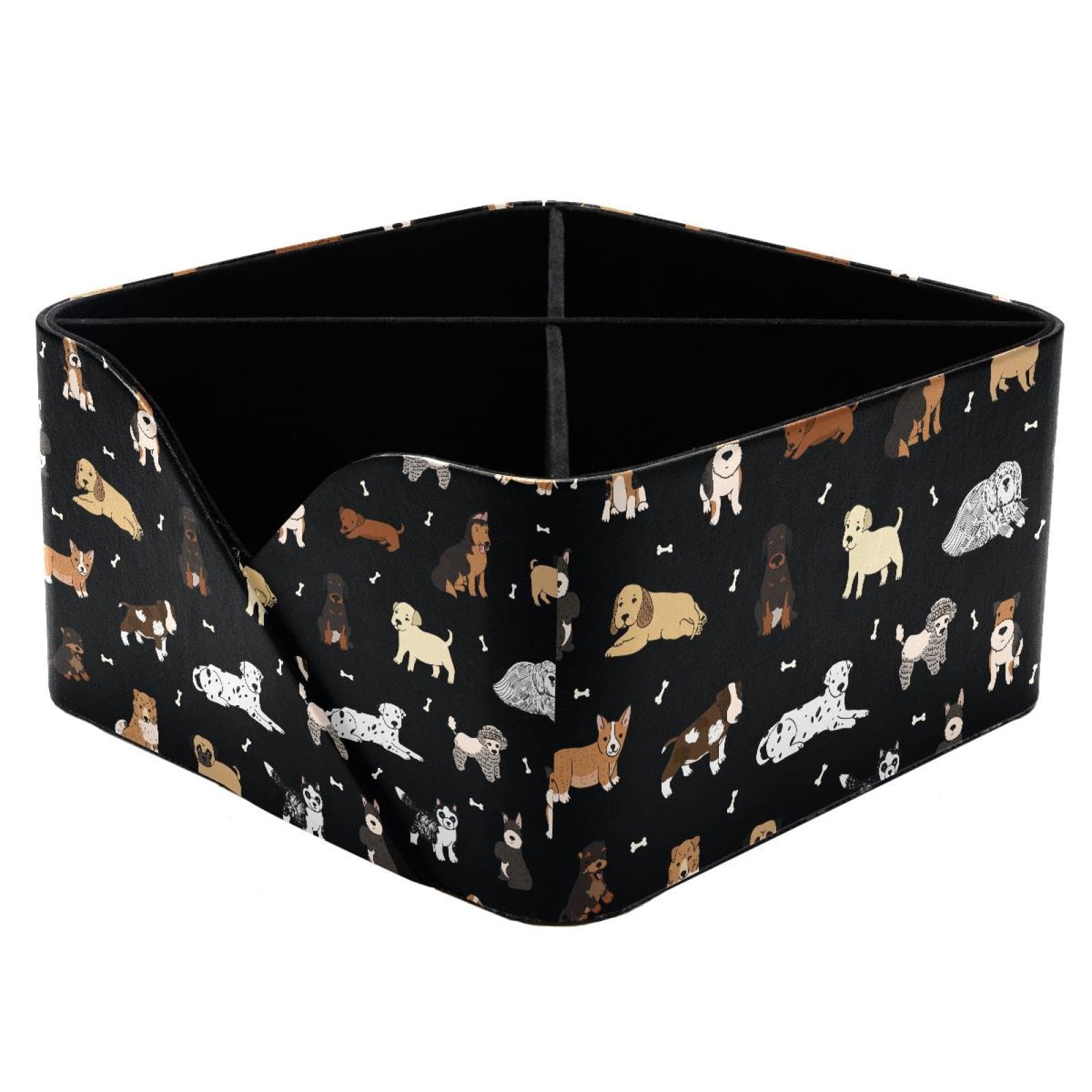 KengjuTesu Cute Dogs Bones Desktop Organizer Pen Holder, Rectangular Pencil Cup for Office, Study and Makeup Stations
